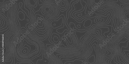 Minimalist dark topographic pattern with smooth contour lines forming abstract elevation waves. Modern seamless background ideal for maps, geology themes, tech design, and stylish digital textures.