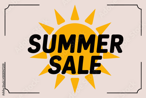 A bright sun graphic announces a summer sale event.