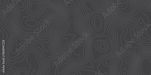 Minimalist dark topographic pattern with smooth contour lines forming abstract elevation waves. Modern seamless background ideal for maps, geology themes, tech design, and stylish digital textures.