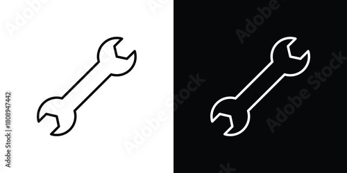 Wrench icon in line design. Editable stroke icon.