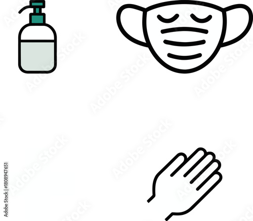 Hygiene and protection symbols for health and safety