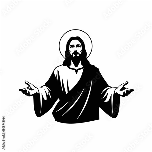 vector illustration silhouette of jesus christ