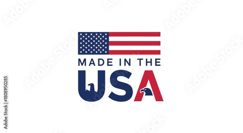 Emblematic American manufactured goods quality assurance seal of approval symbol for patriotism and national pride