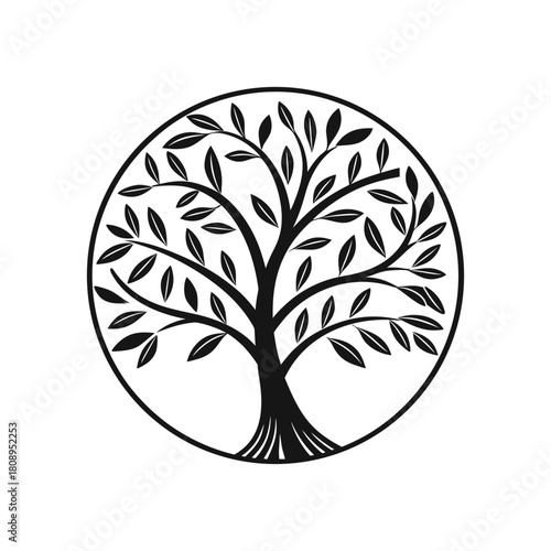 Stylized tree of life emblem in a circle
