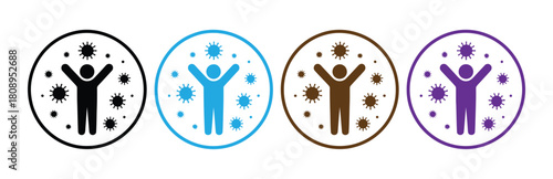 Immunity system line icon. Human immune system vector design. Virus and bacteria illustration