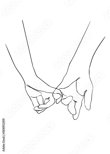 Pinky promise line art connecting souls, symbolizing love and commitment, a minimalist design perfect for friendship, relationships, and heartfelt promises