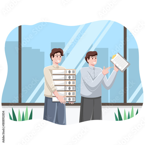 The Employees are Organizing Documents and Reviewing Checklists