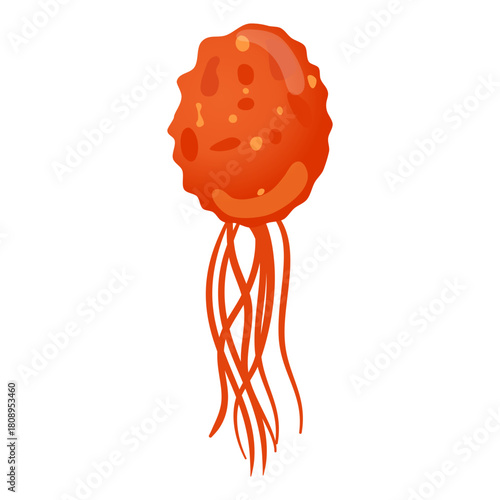 Pyrococcus Furiosus Illustration with tentacles, science education, microbiology study
