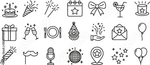 Hand drawn party celebration icons for birthday or event