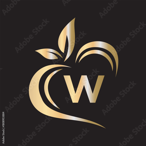 Eco Logo combine with letter W vector template