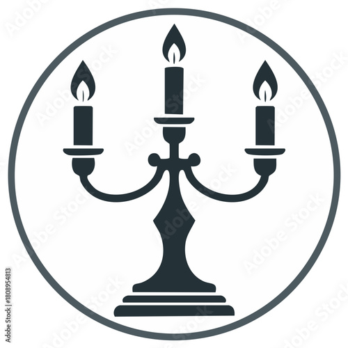 Elegant candelabra with three lit candles vector icon graphic illustration design