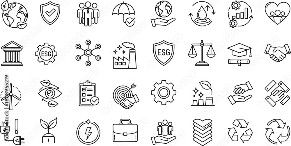 Obraz premium Collection of abstract business and finance icon illustrations in black