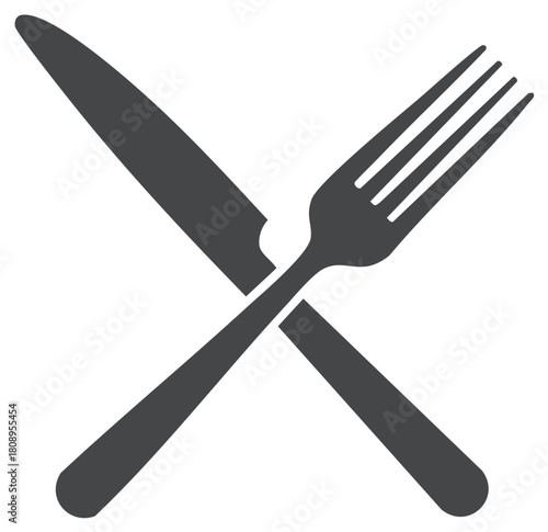 Crossed Knife and Fork Flatware Silhouette Symbol