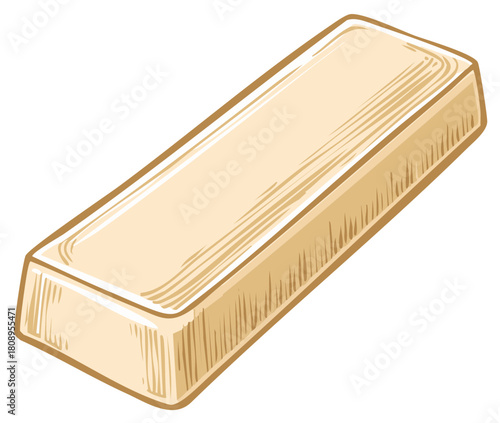 Simple vector illustration of a valuable rectangular gold bar symbol of prosperity and investment