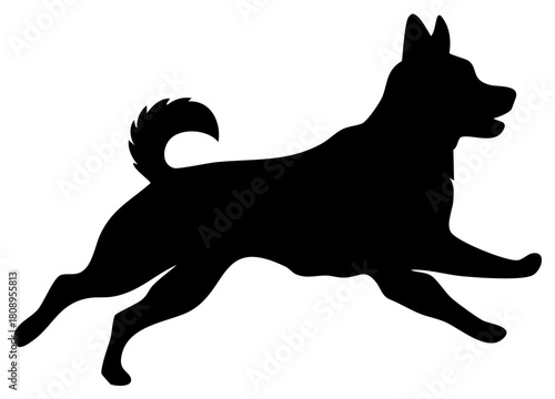 Energetic Running Dog Silhouette - Pet Canine Animal Motion Illustration