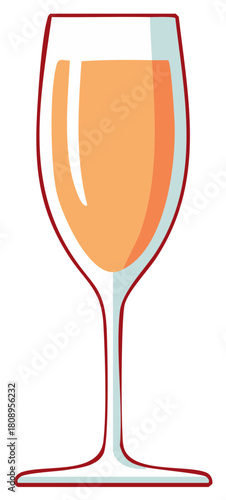 Elegant Champagne Flute Filled With Orange Beverage Simple Graphic Illustration