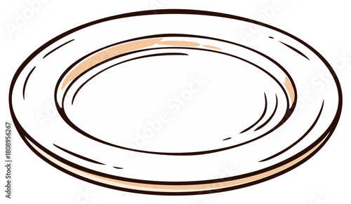 Simple Hand Drawn Illustration of a White Plate
