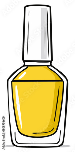 Yellow nail polish bottle with a white cap and clean lines illustration