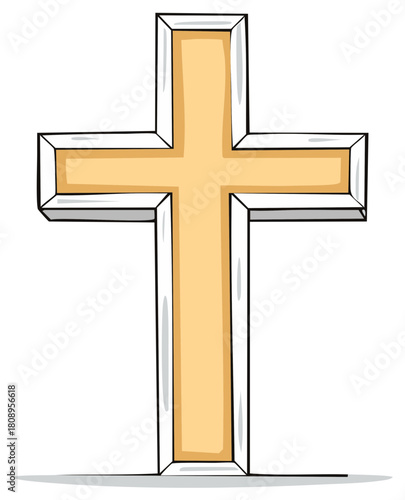 Stylized Cross Symbol with a Subtle 3D Effect and Golden Hue