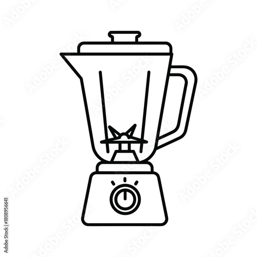 A simple line art illustration of a kitchen blender with a pitcher and base, used for mixing food