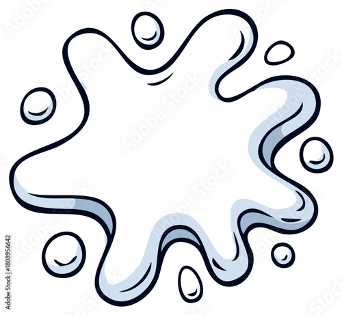 Stylized Graphic: Cartoon Splash With Bubbles and Outlines on White Background