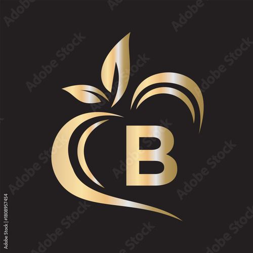 Eco Logo combine with letter B vector template
