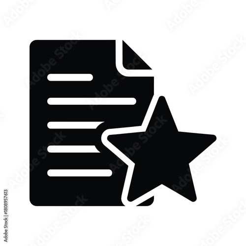 Favorite document icon with star, important file, rating, review, or bookmark symbol