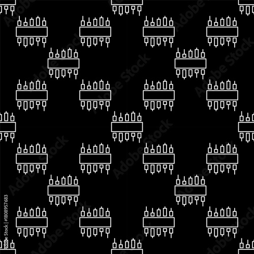 Candle Graph vector Candlestick Chart with square inside thin line seamless pattern