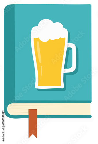 Book and beer mug illustration, concept for a pub, brewery, or beverage-related book