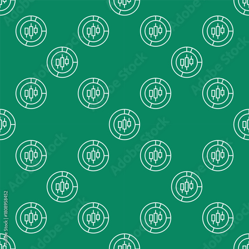 Candlestick Chart Piechart vector Market Data outline seamless pattern