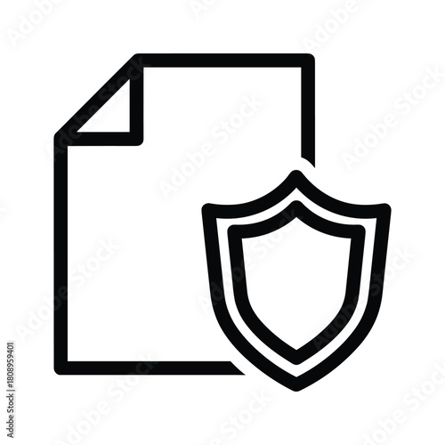 Document security icon showing a file and a shield, representing data protection
