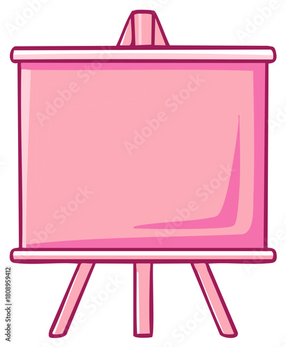 Vibrant pink blank presentation easel with empty board for drawing or text