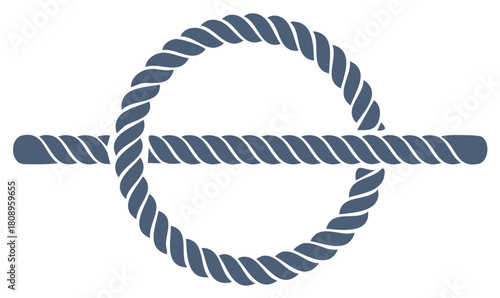 Vector illustration of a nautical rope forming a circular loop, a symbol for unity and strength