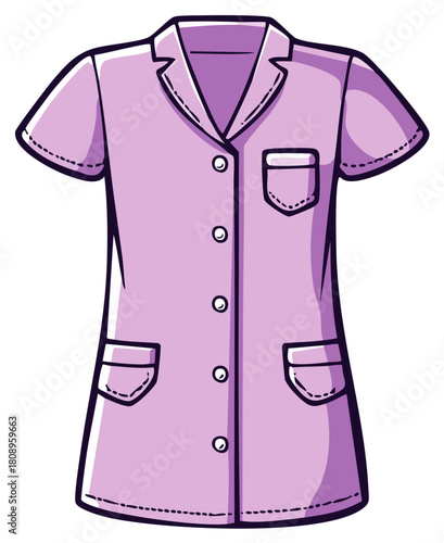 Purple professional healthcare scrub top cartoon illustration