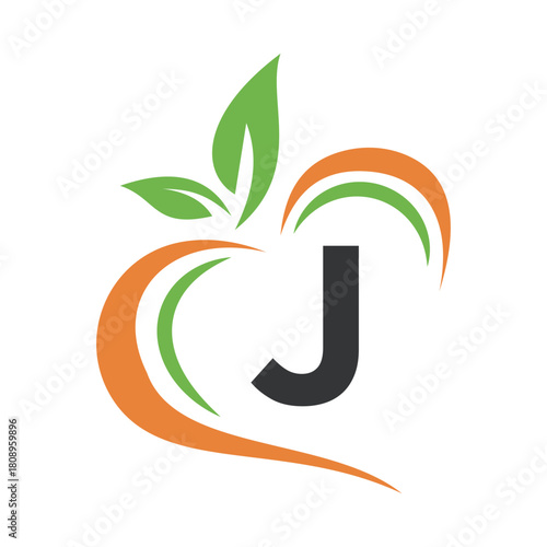 Eco Logo combine with letter J vector template