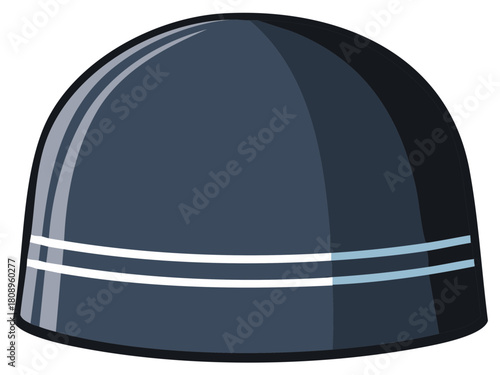 Traditional Dark Blue British Style Bobbies Helmet with White Stripes