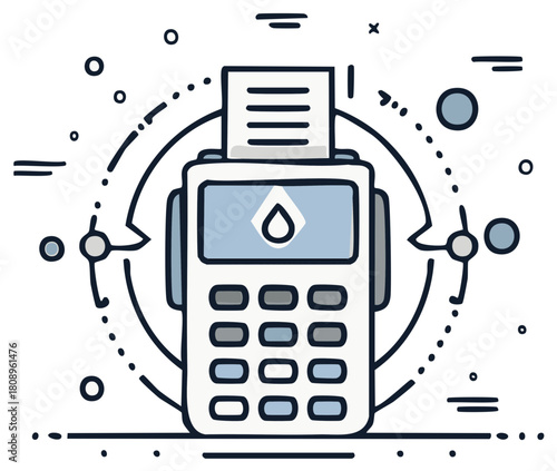POS terminal printing a receipt illustration for fintech and digital payment concepts