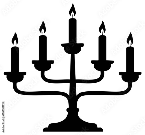 Elegant Five Candle Candelabra Silhouette Decorative Lighting Fixture