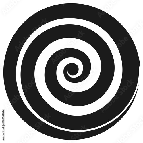 Monochrome Spiral Vector Illustration Hypnotic Swirl Pattern Background Simple Round Shape