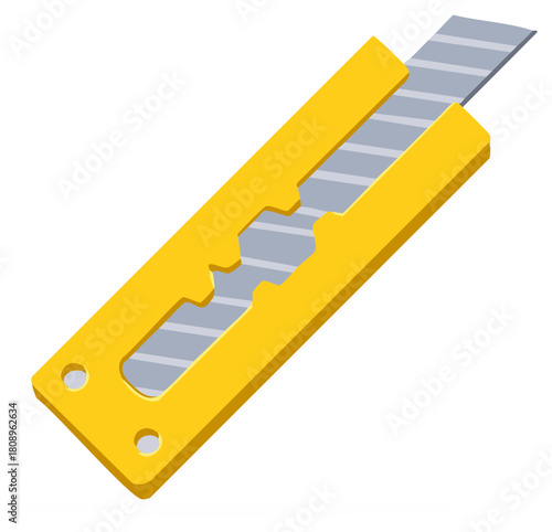 Yellow utility knife with extendable retractable blade for cutting and crafting