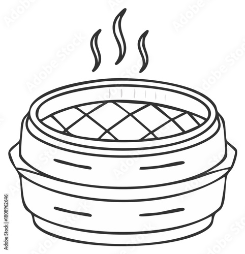 Steaming Dim Sum Basket Illustration Traditional Asian Cuisine