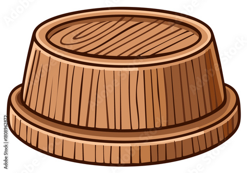 Wooden Bucket Illustration Antique Style Farm Water Container Cartoon Clip Art