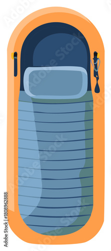Inflatable River Raft for Adventure Travel or Rescue Missions Flat Vector Illustration