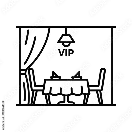 Line art illustration of a vip private dining table in a restaurant, perfect for exclusive guests