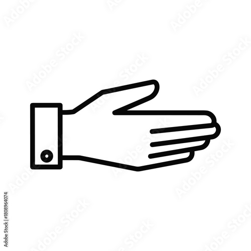 Hand pointing or gesturing to the side, representing direction, instruction, invitation, or presentation