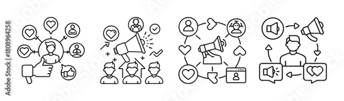 Digital marketing, social media, and online promotion icons set