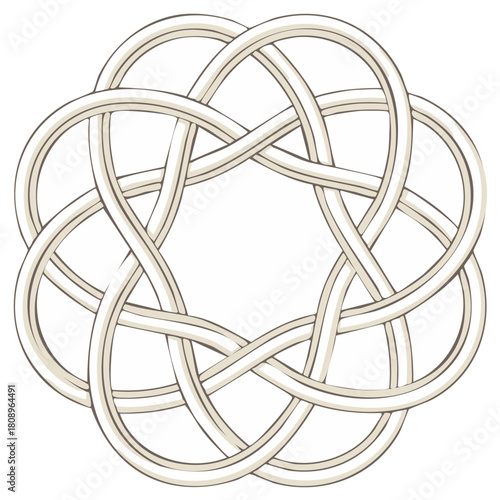 Elegant Vector Graphic of Intertwined Knot Circular Pattern Interlaced Overlapping Loops Ornamental Design