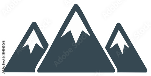 Iconic Mountains with Snow Caps Silhouette Emblem Majestic Peaks Outdoor Adventure Alpine Landscape