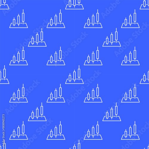 Three Candlesticks vector Trading and Investment seamless pattern in thin line style