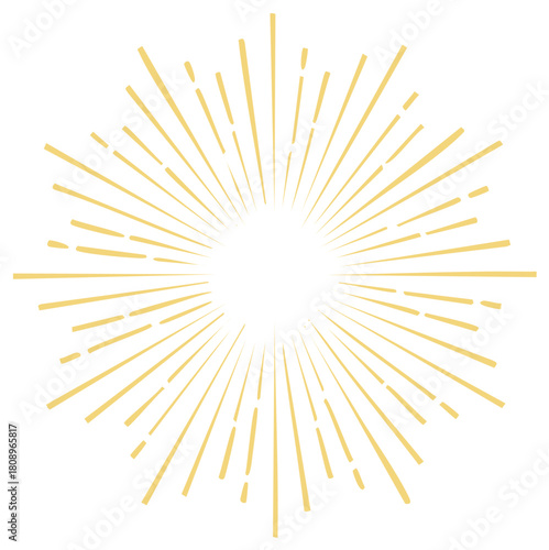 Stylized Gold Burst Graphic Element with Radial Lines, Design Illustration